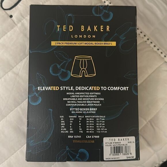 Ted Baker S/M/XL Two Pack Premium Soft Modal Prov Navy Boxer Briefs - Picture 6 of 8